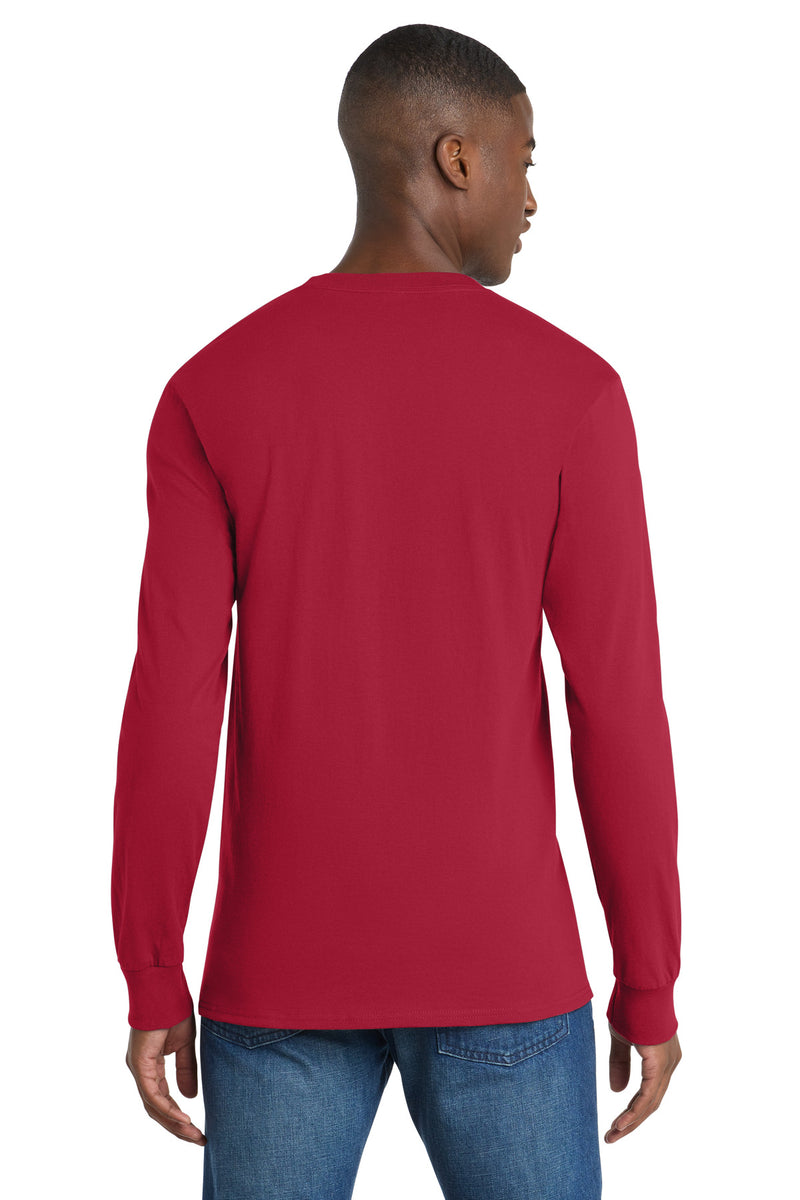 Port & Co Long Sleeve Essential Pocket Tee - Red