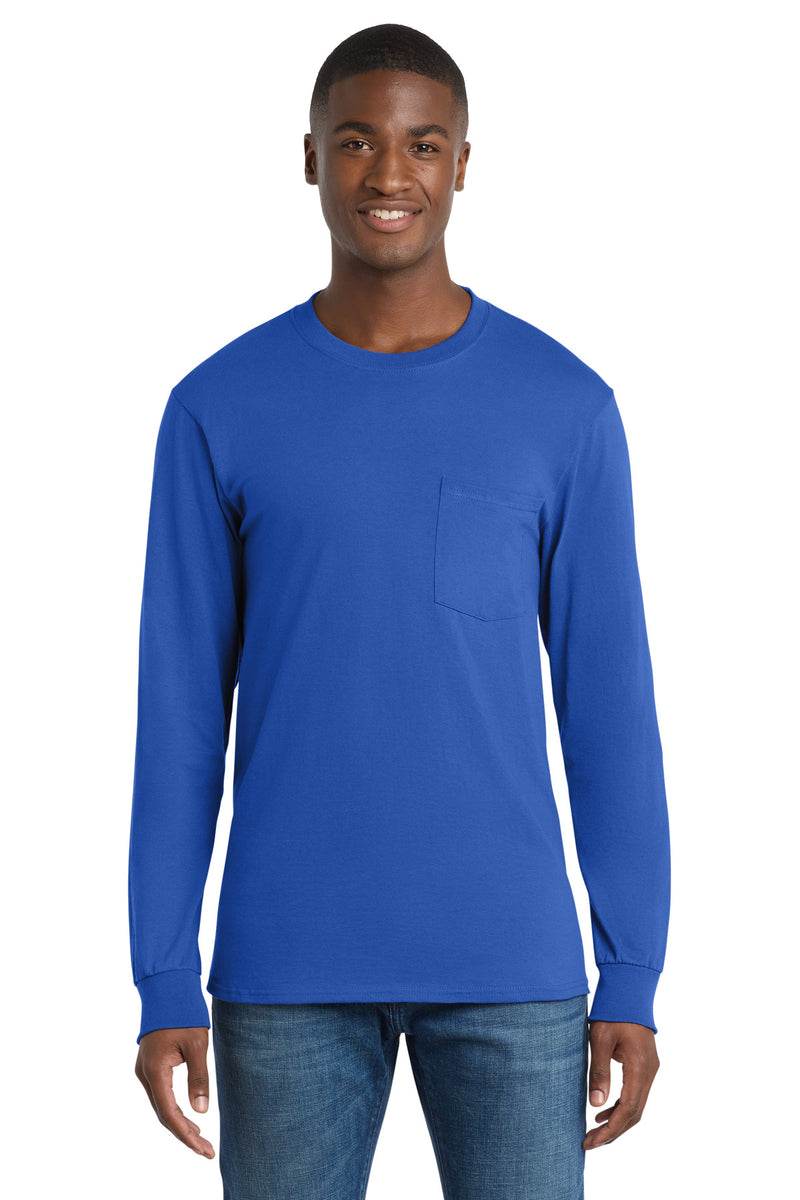 Port & Co Long Sleeve Essential Pocket Tee - Royal