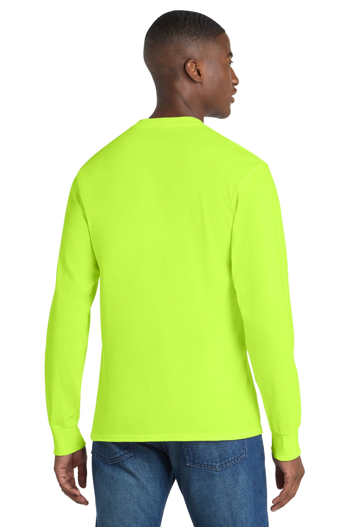 Port & Co Long Sleeve Essential Pocket Tee - S. Green