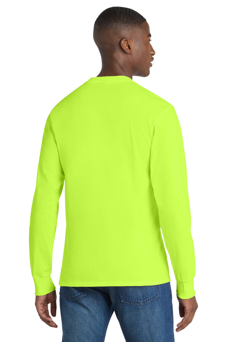 Port & Co Long Sleeve Essential Pocket Tee - S. Green