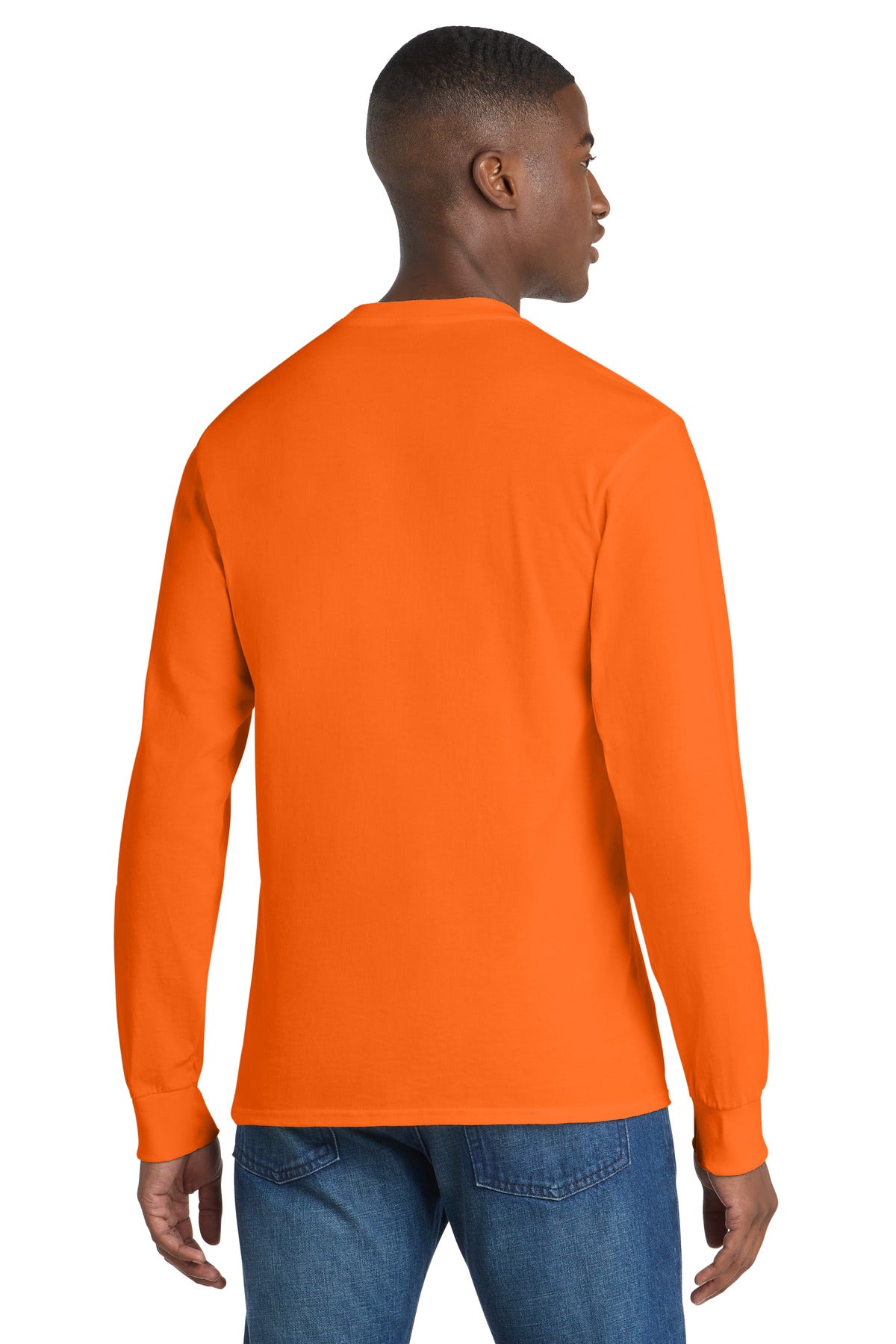 Port & Co Long Sleeve Essential Pocket Tee - S. Orange