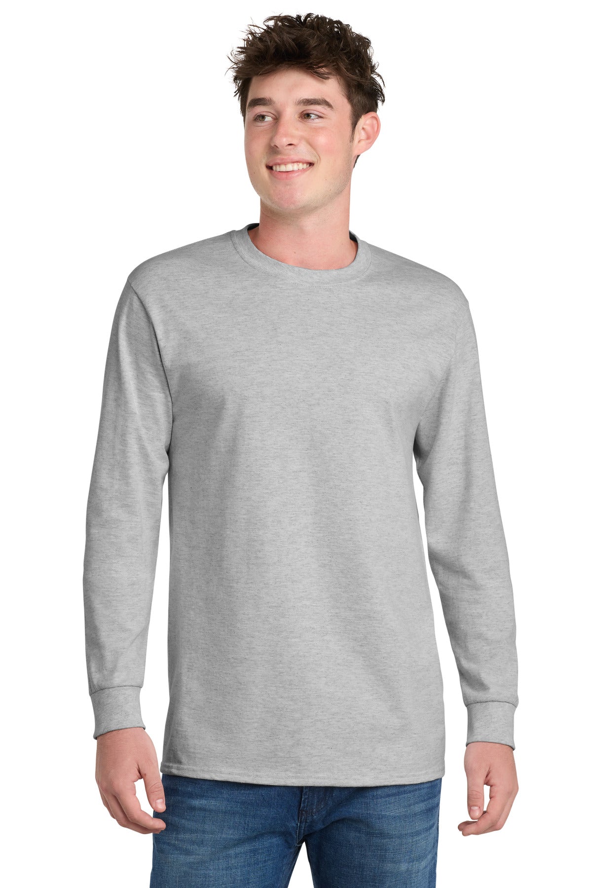 Port & Co Tall Long Sleeve Essential Tee - Ash