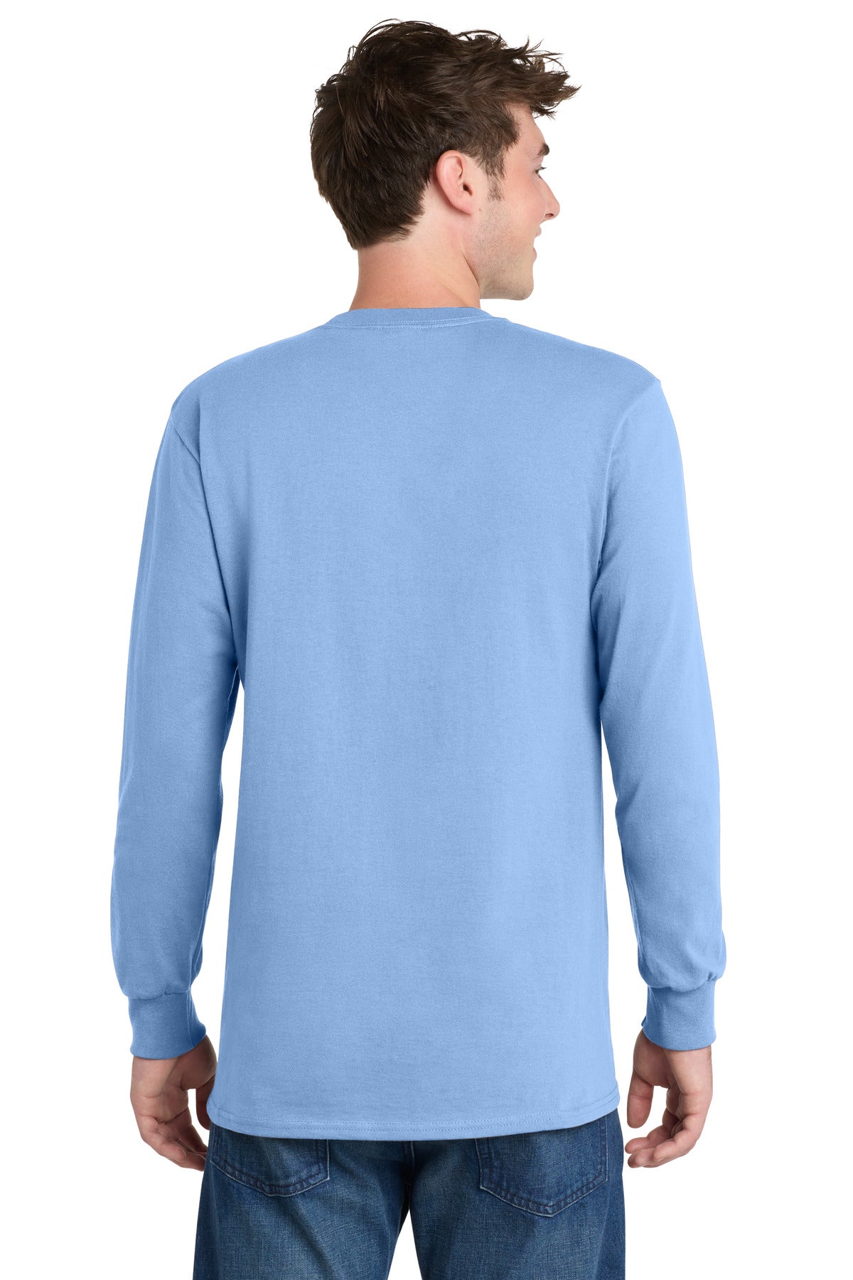 Port & Co Tall Long Sleeve Essential Tee - Light Blue