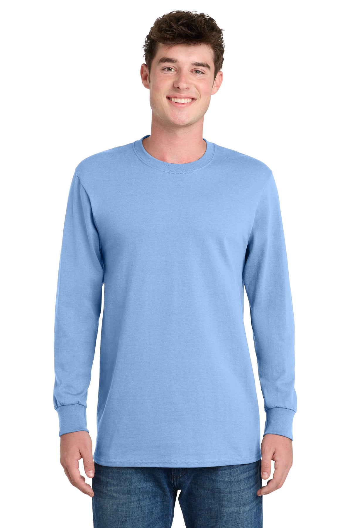 Port & Co Tall Long Sleeve Essential Tee - Light Blue