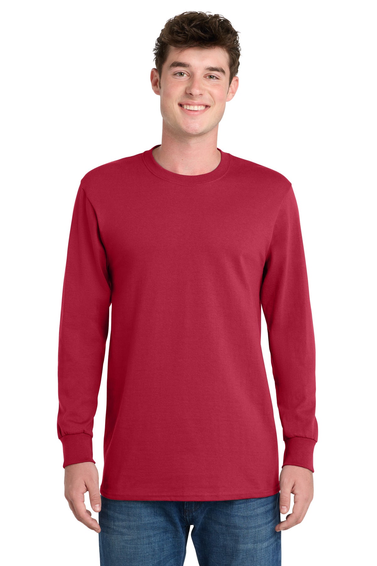 Port & Co Tall Long Sleeve Essential Tee - Red