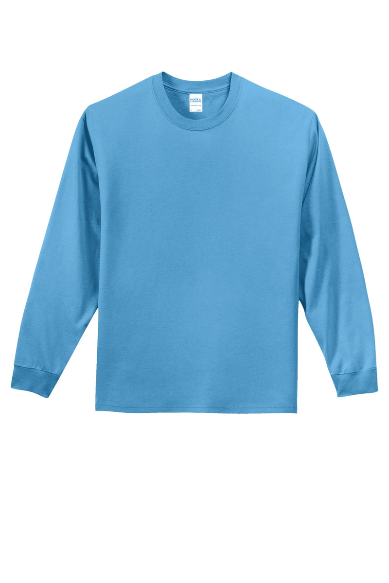 Port & Co Long Sleeve Essential Tee - Aquatic Blue