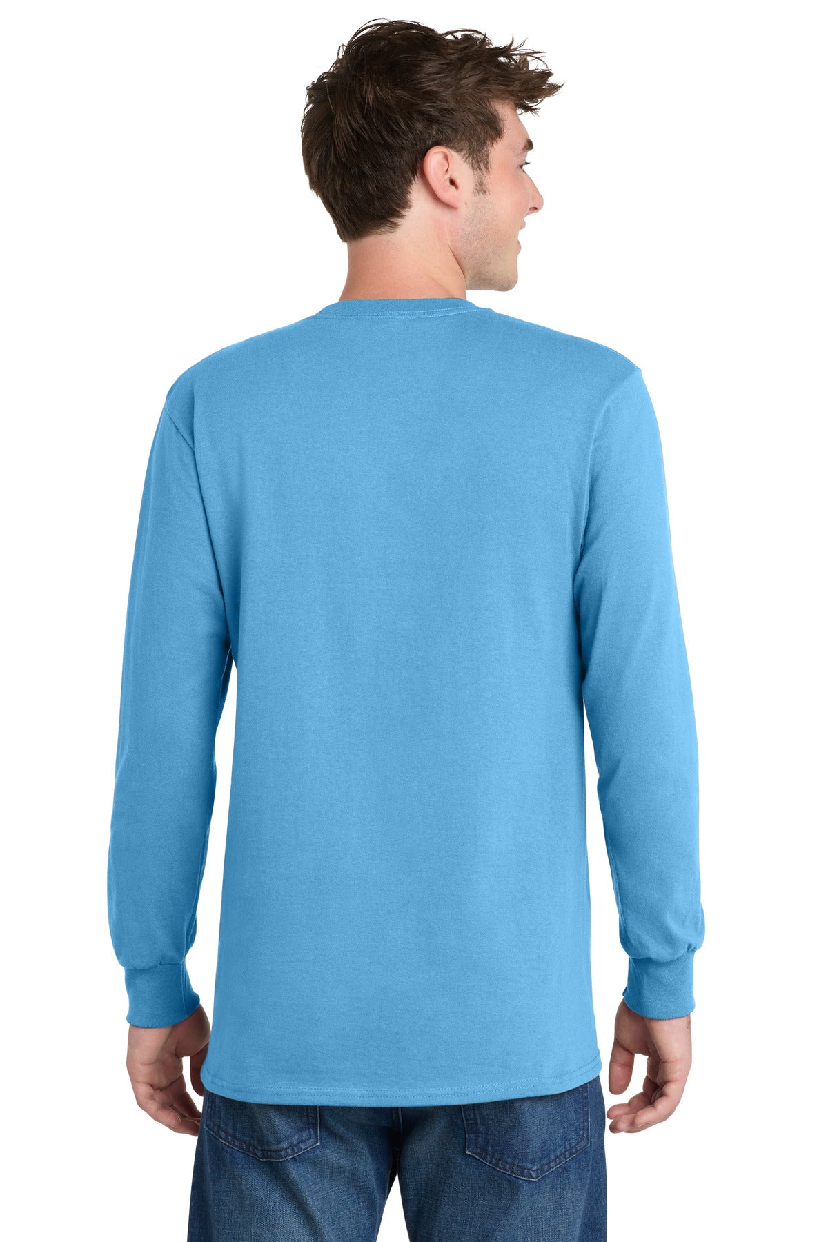 Port & Co Long Sleeve Essential Tee - Aquatic Blue