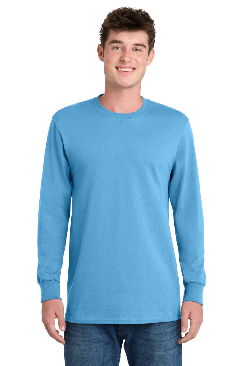 Port & Co Long Sleeve Essential Tee - Aquatic Blue