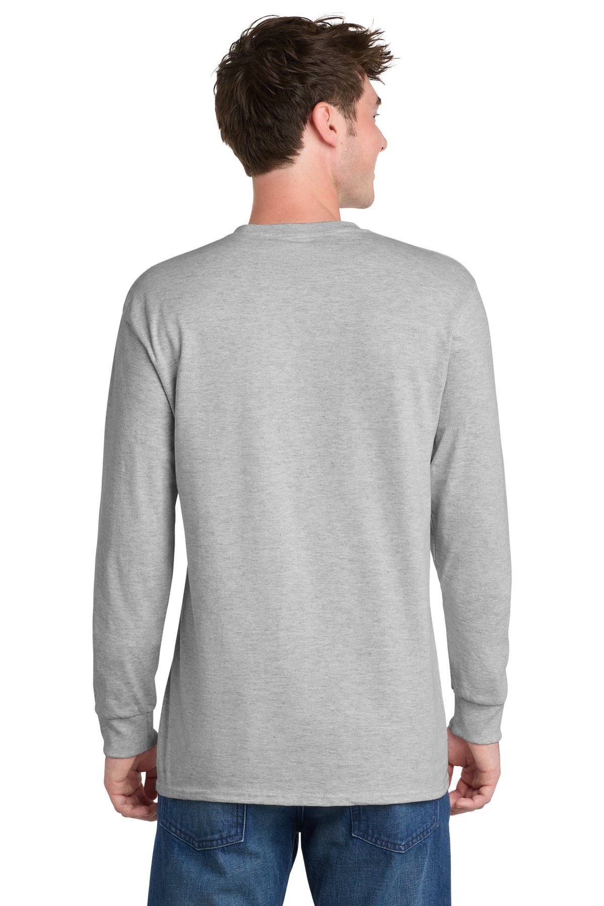 Port & Co Long Sleeve Essential Tee - Ash