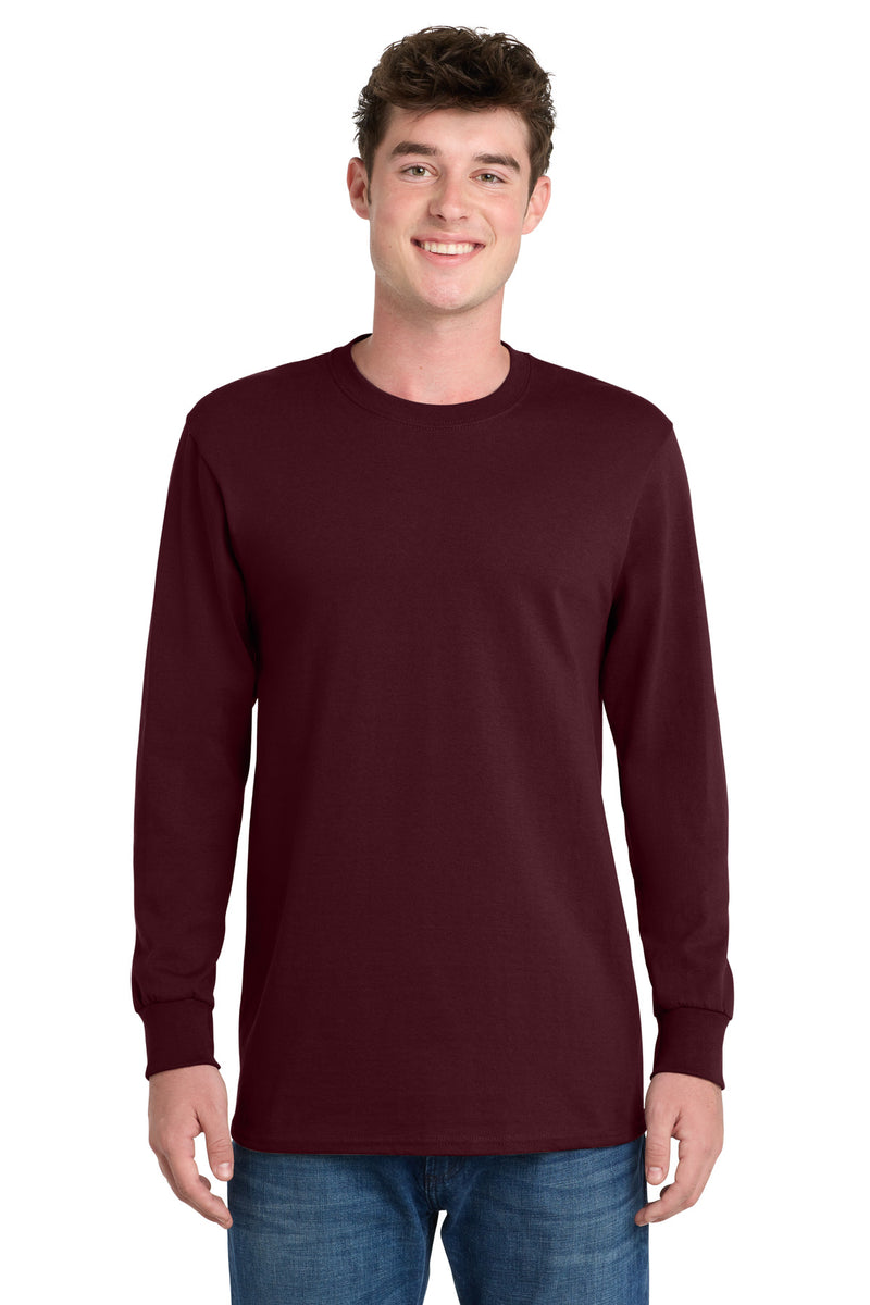 Port & Co Long Sleeve Essential Tee - Athletic Maroon