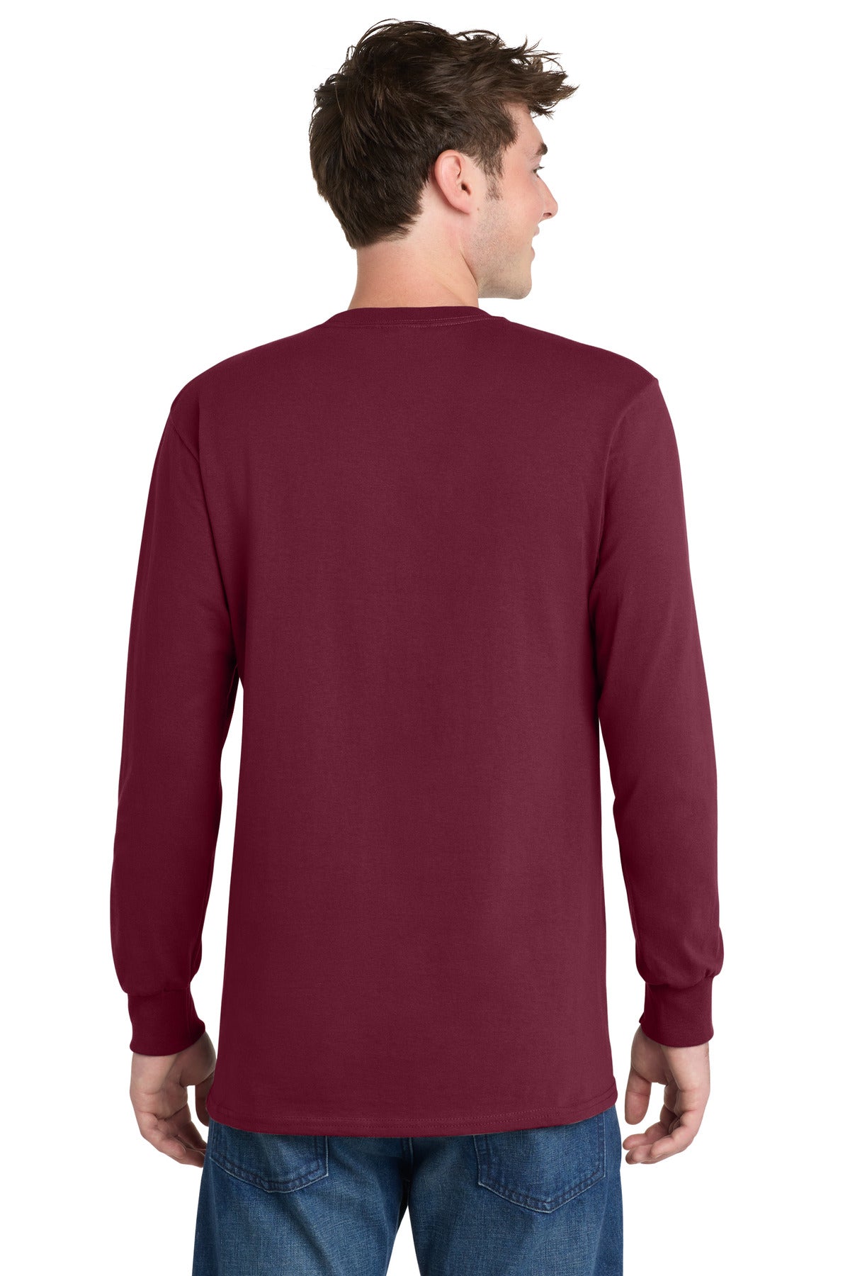 Port & Co Long Sleeve Essential Tee - Cardinal