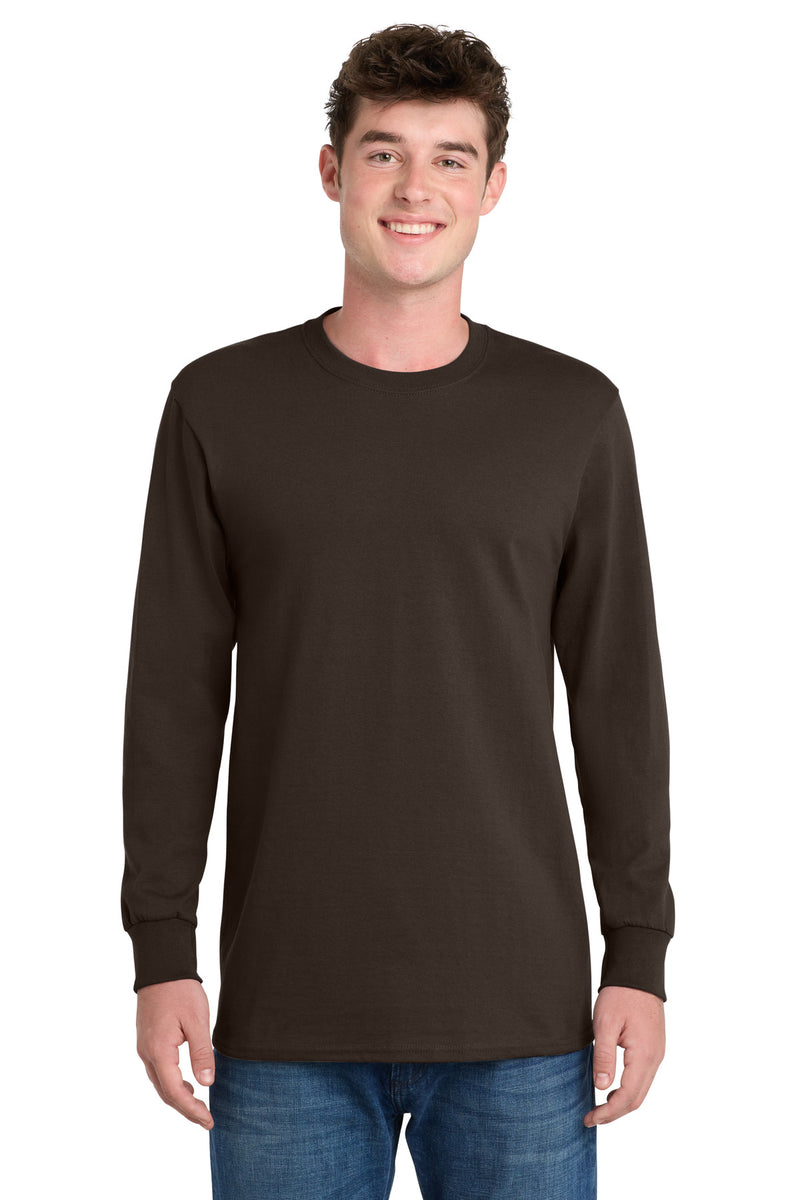 Port & Co Long Sleeve Essential Tee - Dark Chocolate Brown