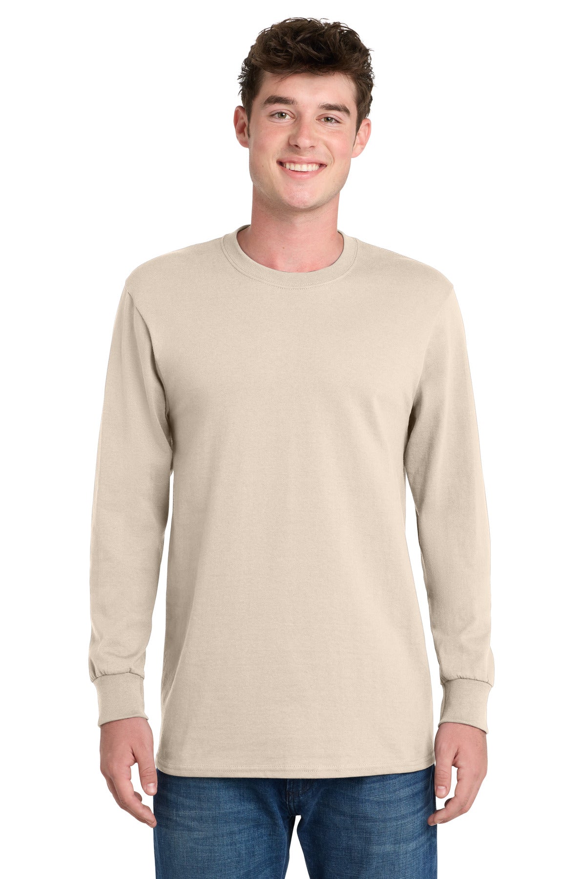 Port & Co Long Sleeve Essential Tee - Natural