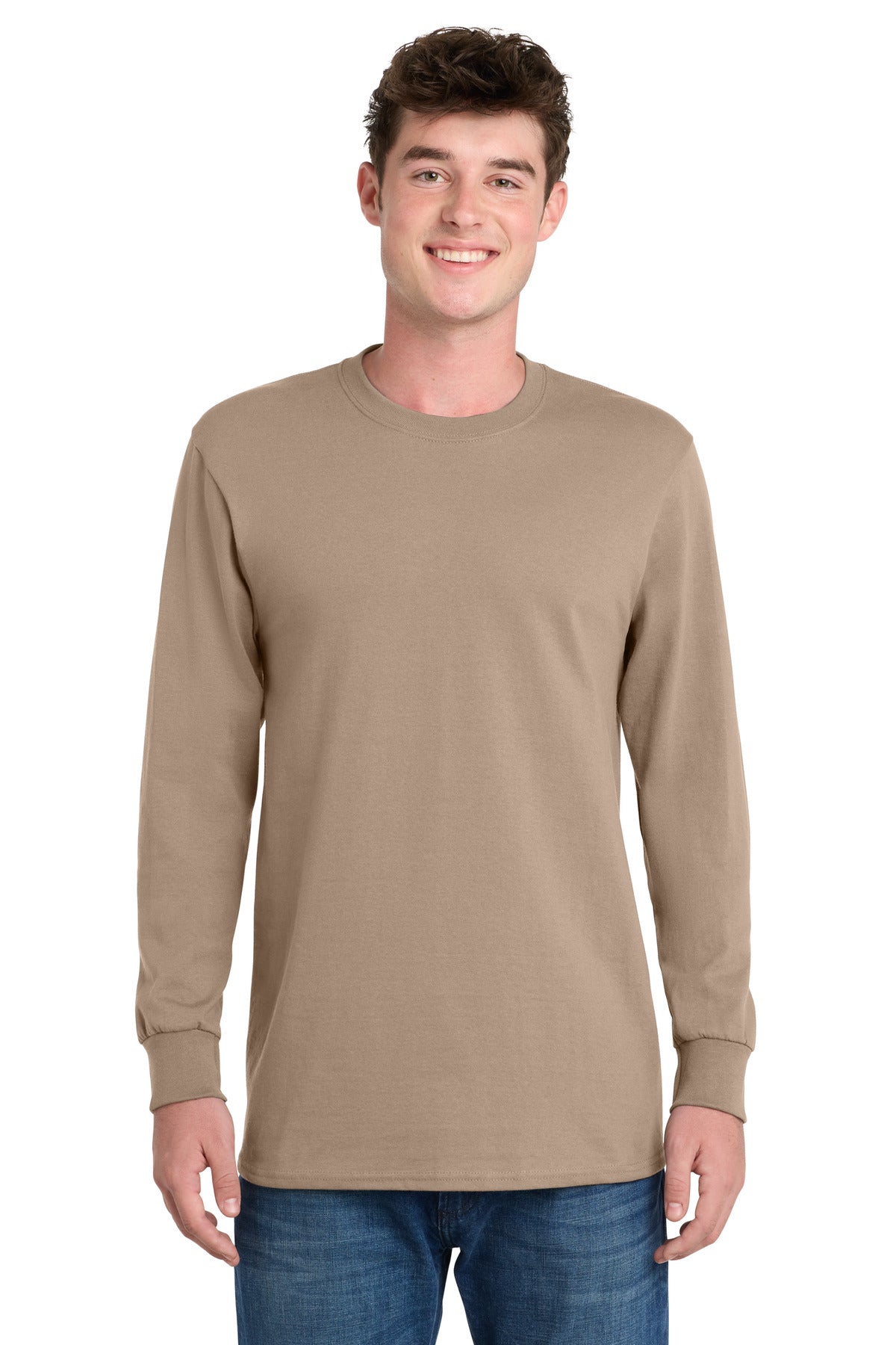 Port & Co Long Sleeve Essential Tee - Sand