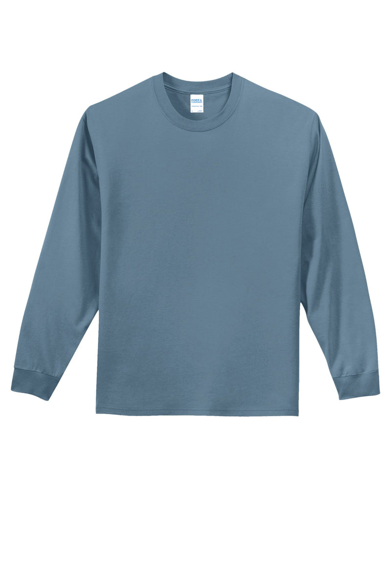 Port & Co Long Sleeve Essential Tee - Stonewashed Blue