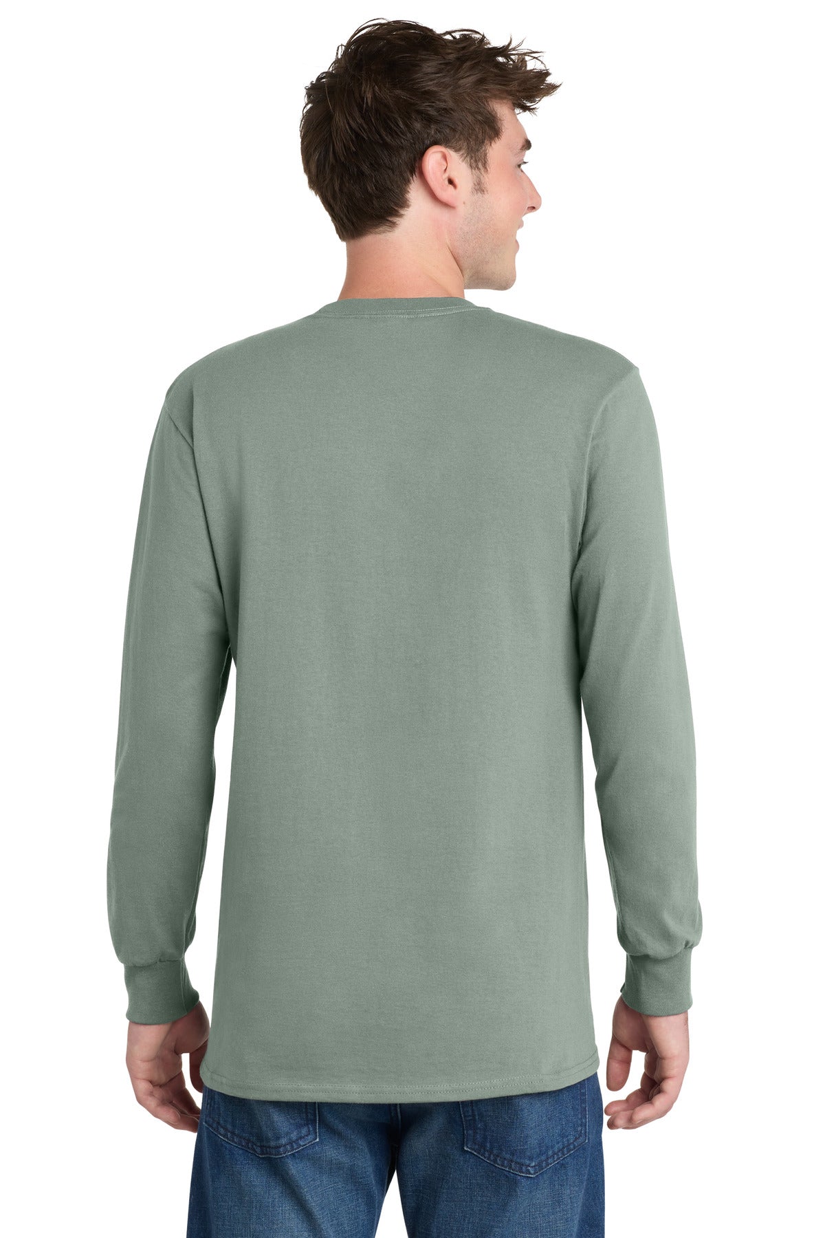 Port & Co Long Sleeve Essential Tee - Stonewashed Green