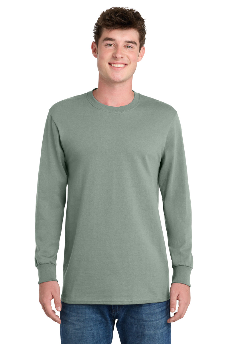 Port & Co Long Sleeve Essential Tee - Stonewashed Green