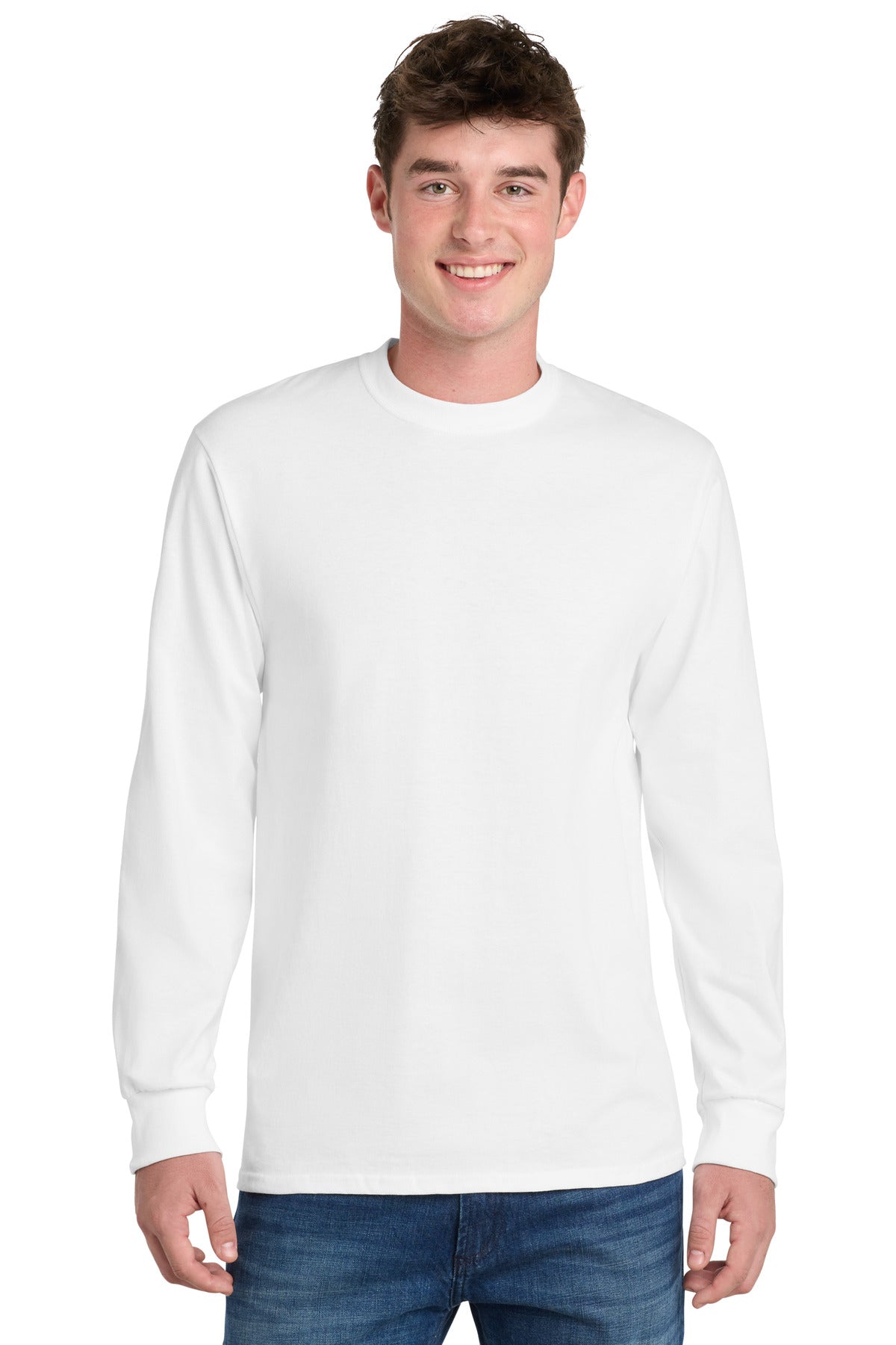 Port & Co Long Sleeve Essential Tee - White