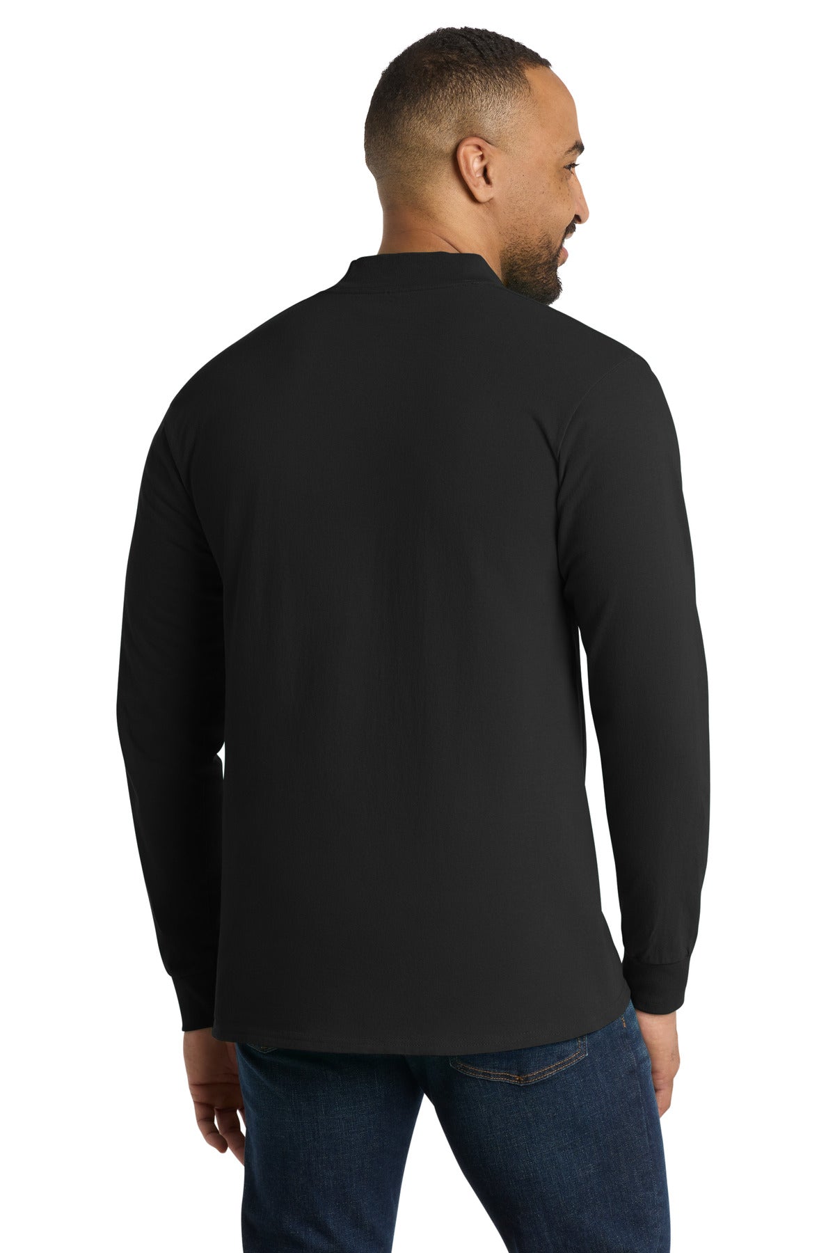 Port & Co Essential Mock Turtleneck - Jet Black