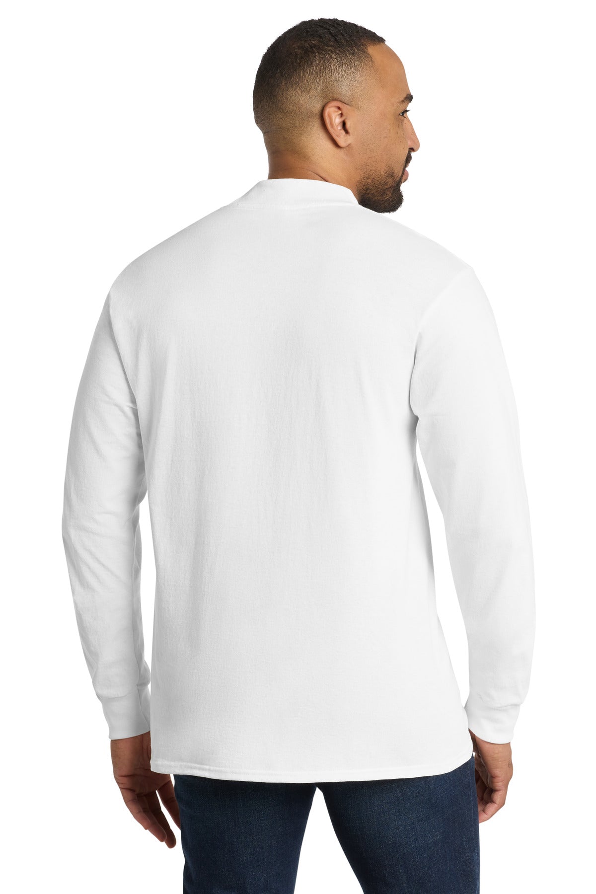 Port & Co Essential Mock Turtleneck - White