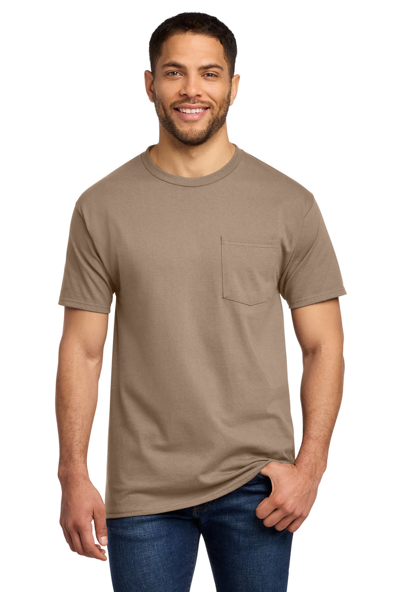 Port & Co Tall Essential Pocket Tee - Sand
