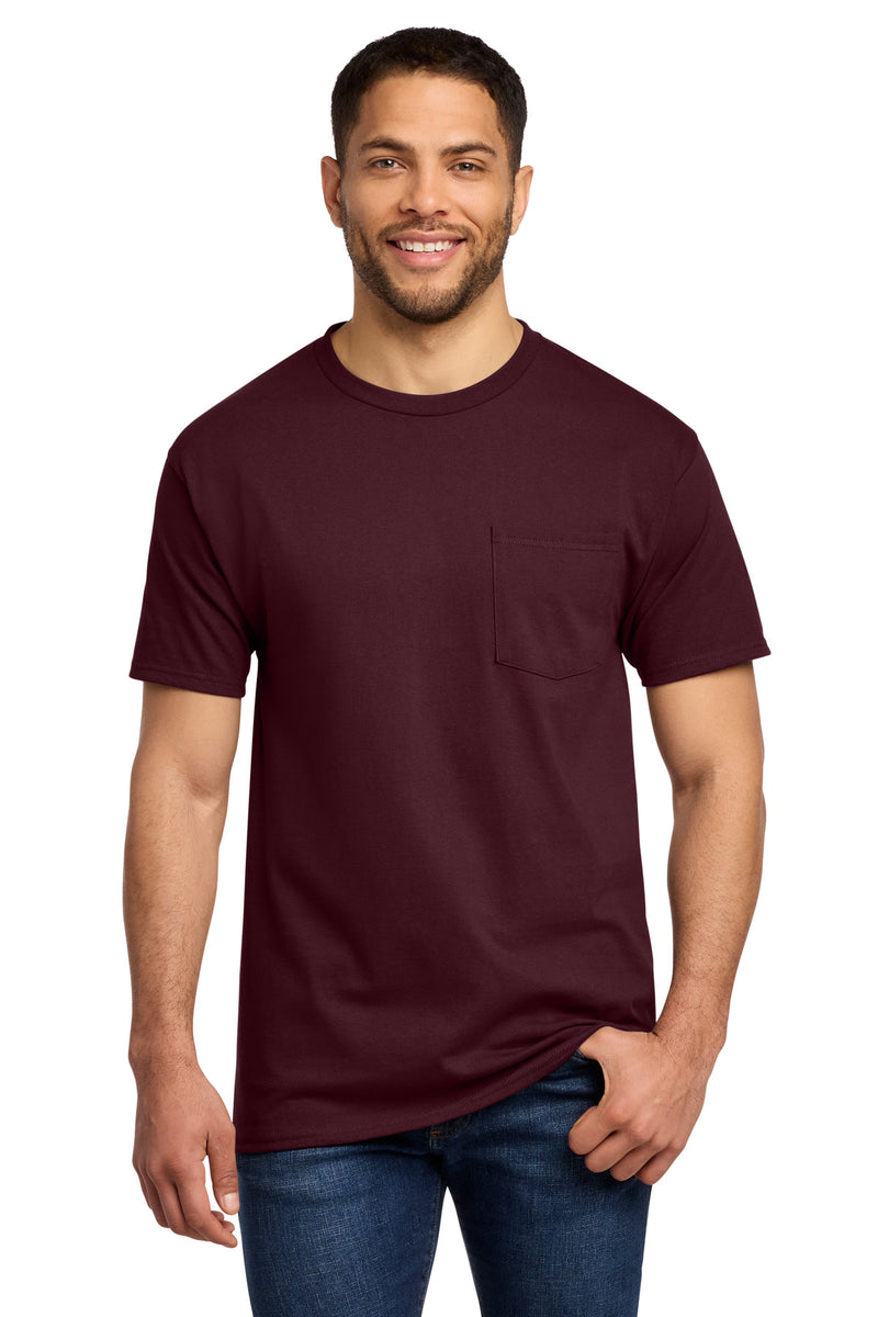 Port & Co Essential Pocket Tee - Athletic Maroon