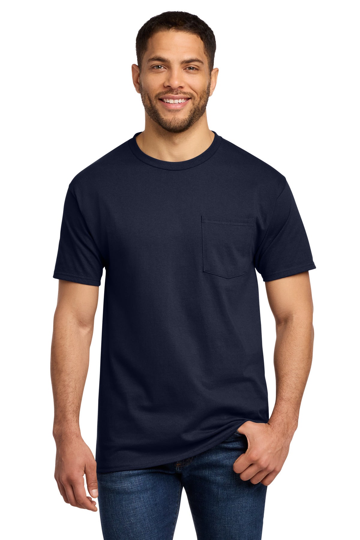 Port & Co Essential Pocket Tee - Deep Navy