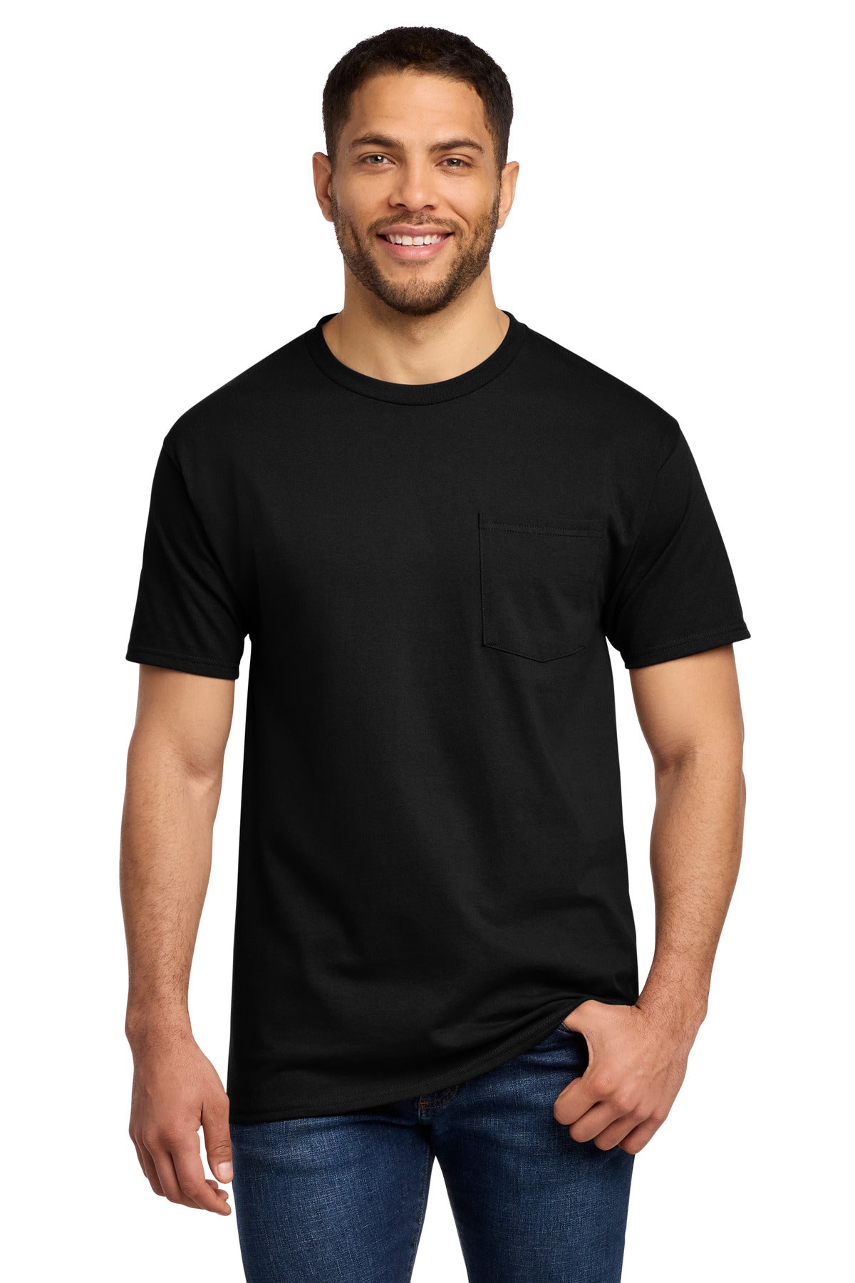 Port & Co Essential Pocket Tee - Jet Black