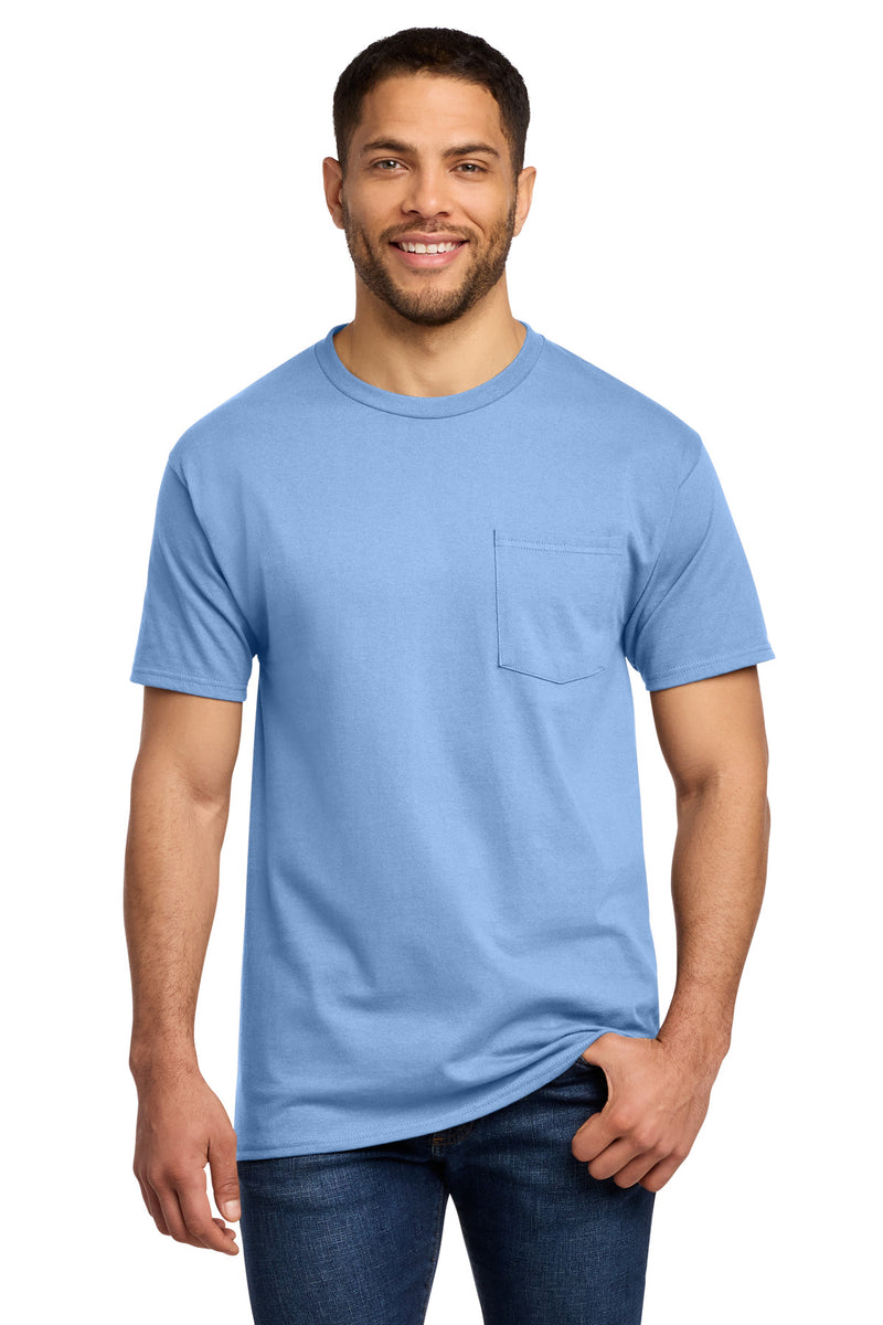 Port & Co Essential Pocket Tee - Light Blue