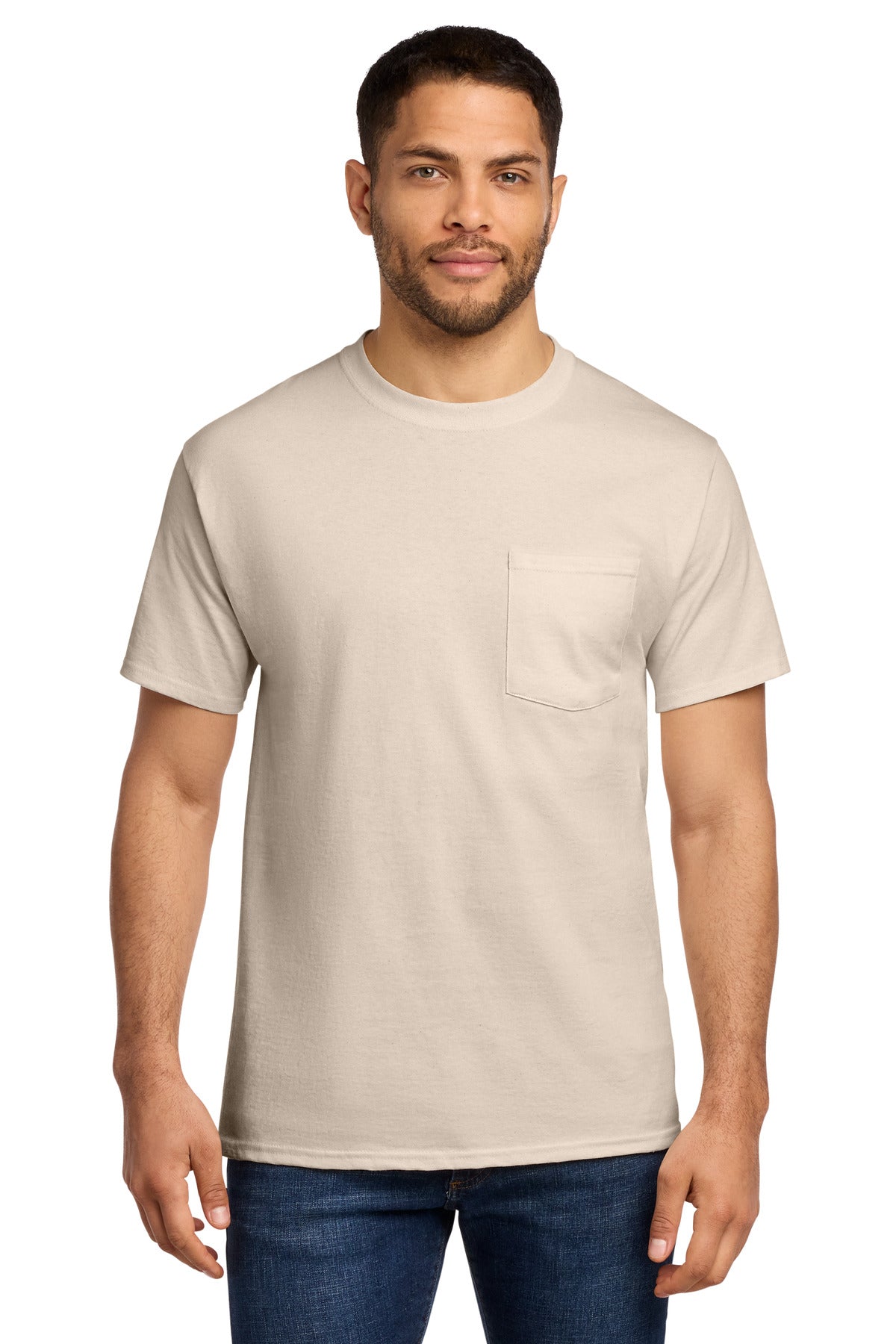 Port & Co Essential Pocket Tee - Natural