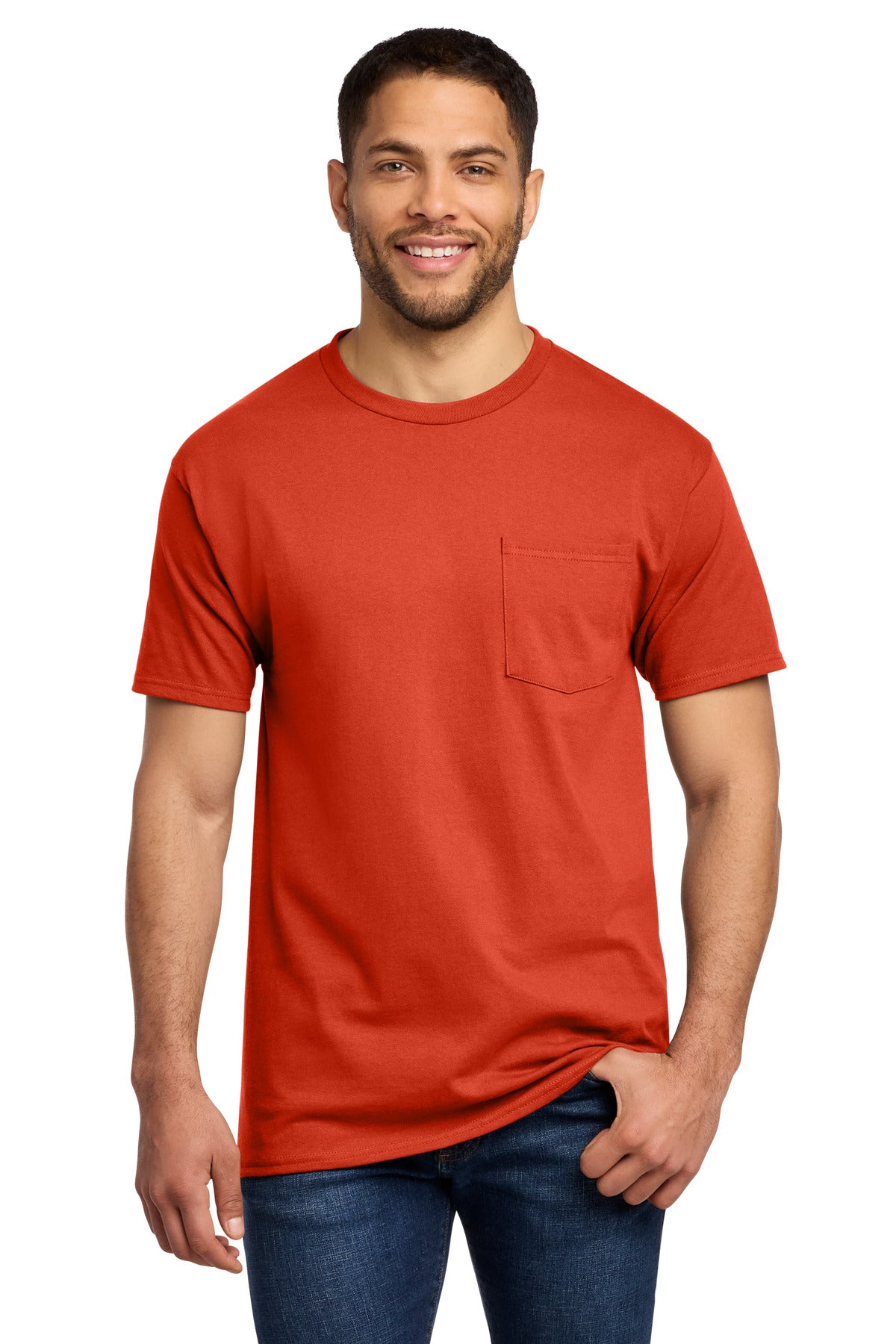 Port & Co Essential Pocket Tee - Orange