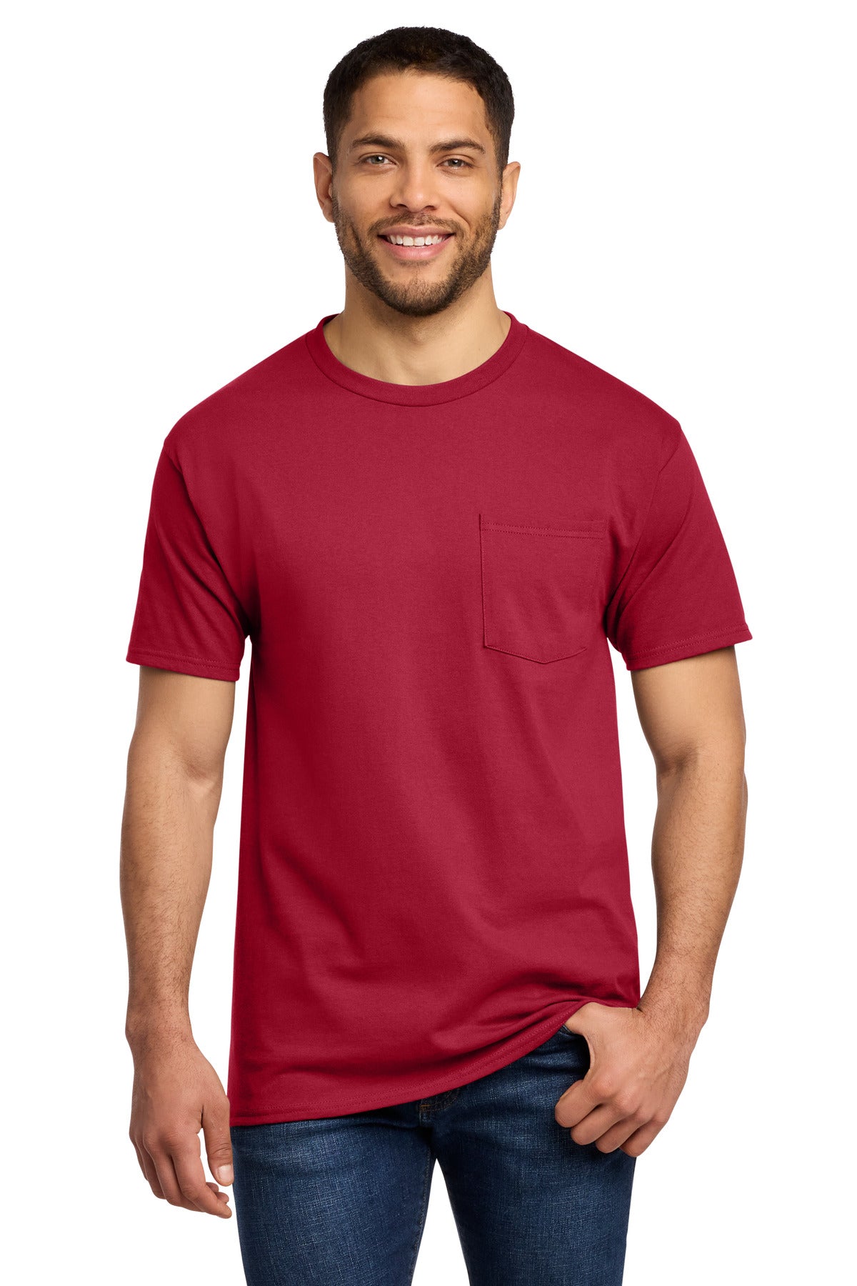 Port & Co Essential Pocket Tee - Red