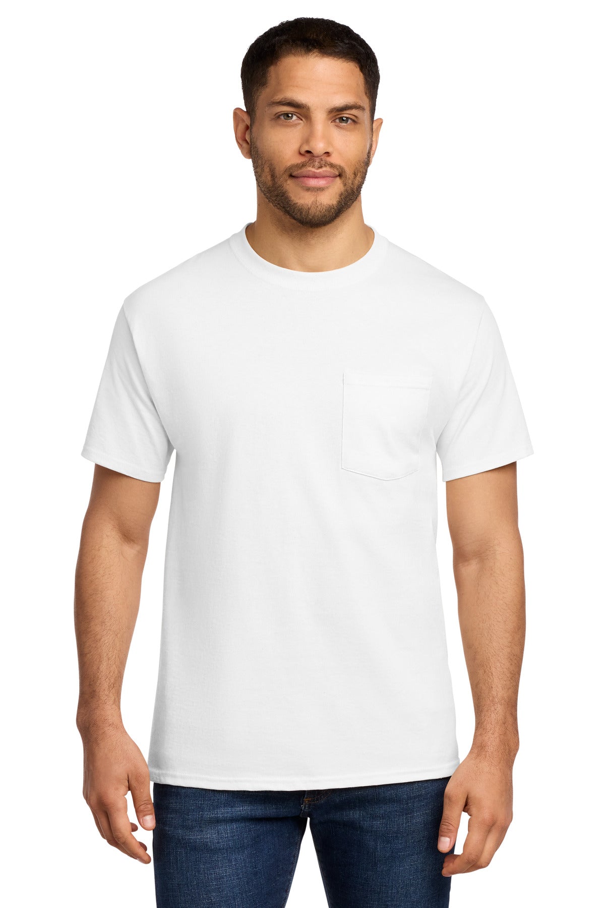 Port & Co Essential Pocket Tee - White