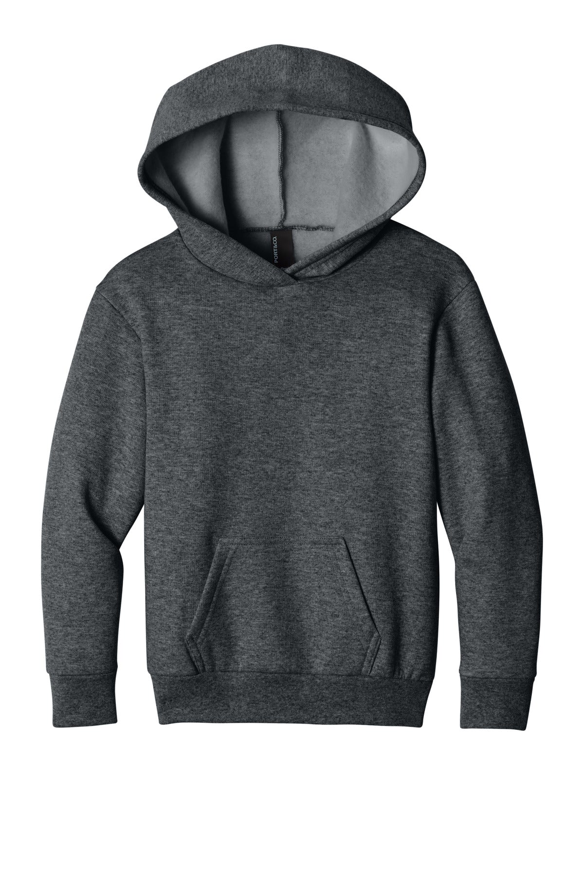 Port & Co Youth Easy Fleece Pullover Hooded Sweatshirt - Dark Heather Grey
