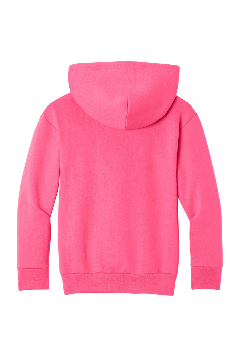 Port & Co Youth Easy Fleece Pullover Hooded Sweatshirt - Neon Pink