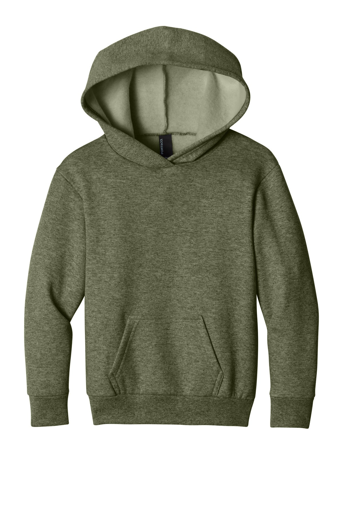 Port & Co Youth Easy Fleece Pullover Hooded Sweatshirt - Olive Drab Green Heather