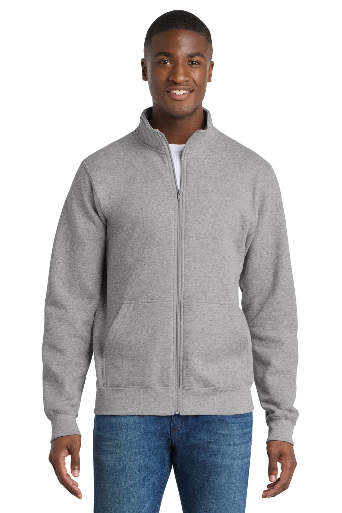 Port & Co Core Fleece Cadet Full-Zip Sweatshirt - Athletic Heather