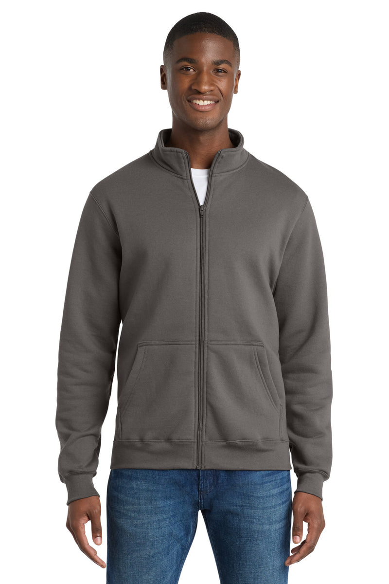 Port & Co Core Fleece Cadet Full-Zip Sweatshirt - Charcoal