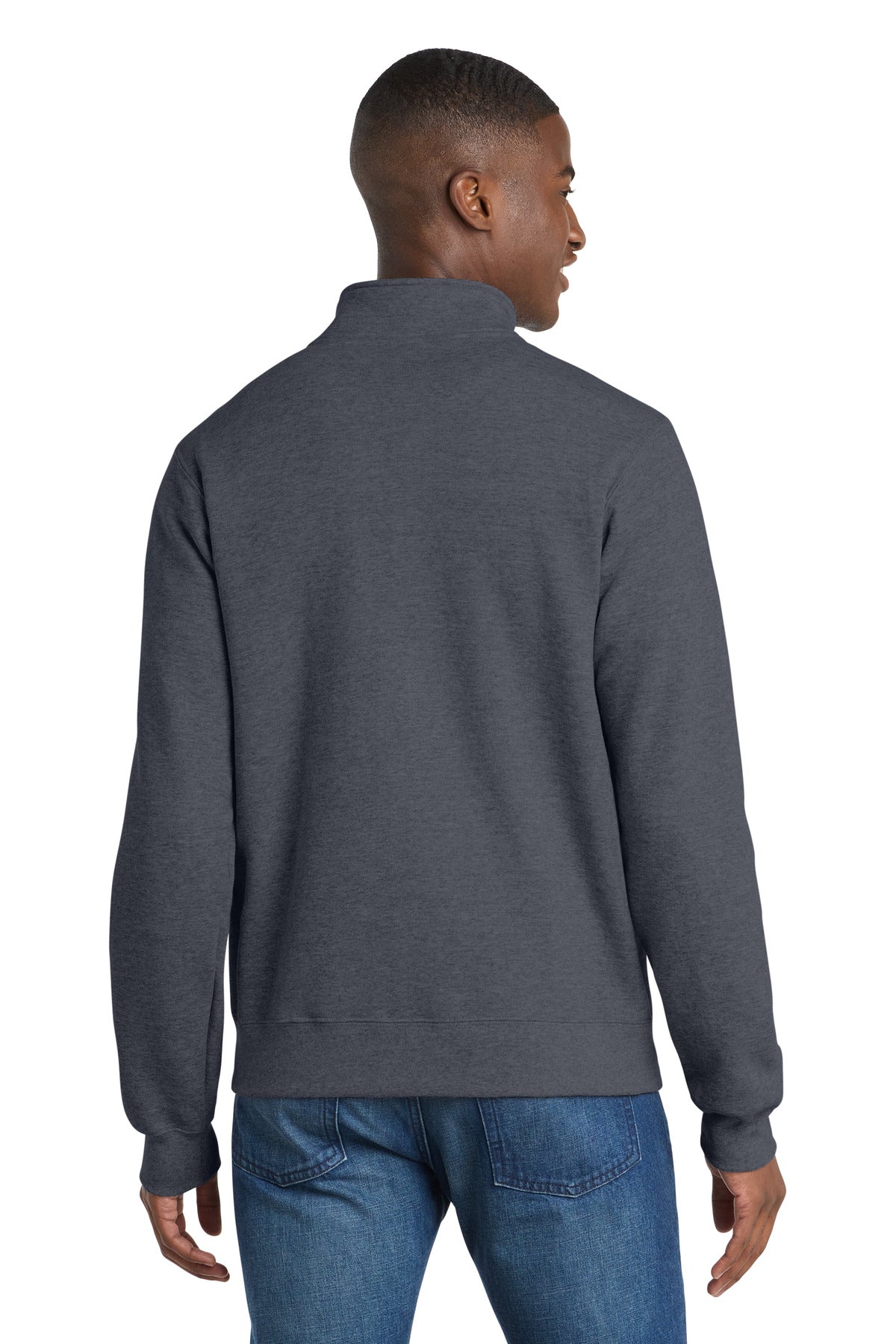 Port & Co Core Fleece Cadet Full-Zip Sweatshirt - Heather Navy