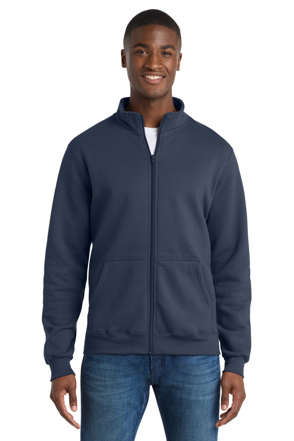 Port & Co Core Fleece Cadet Full-Zip Sweatshirt - Navy