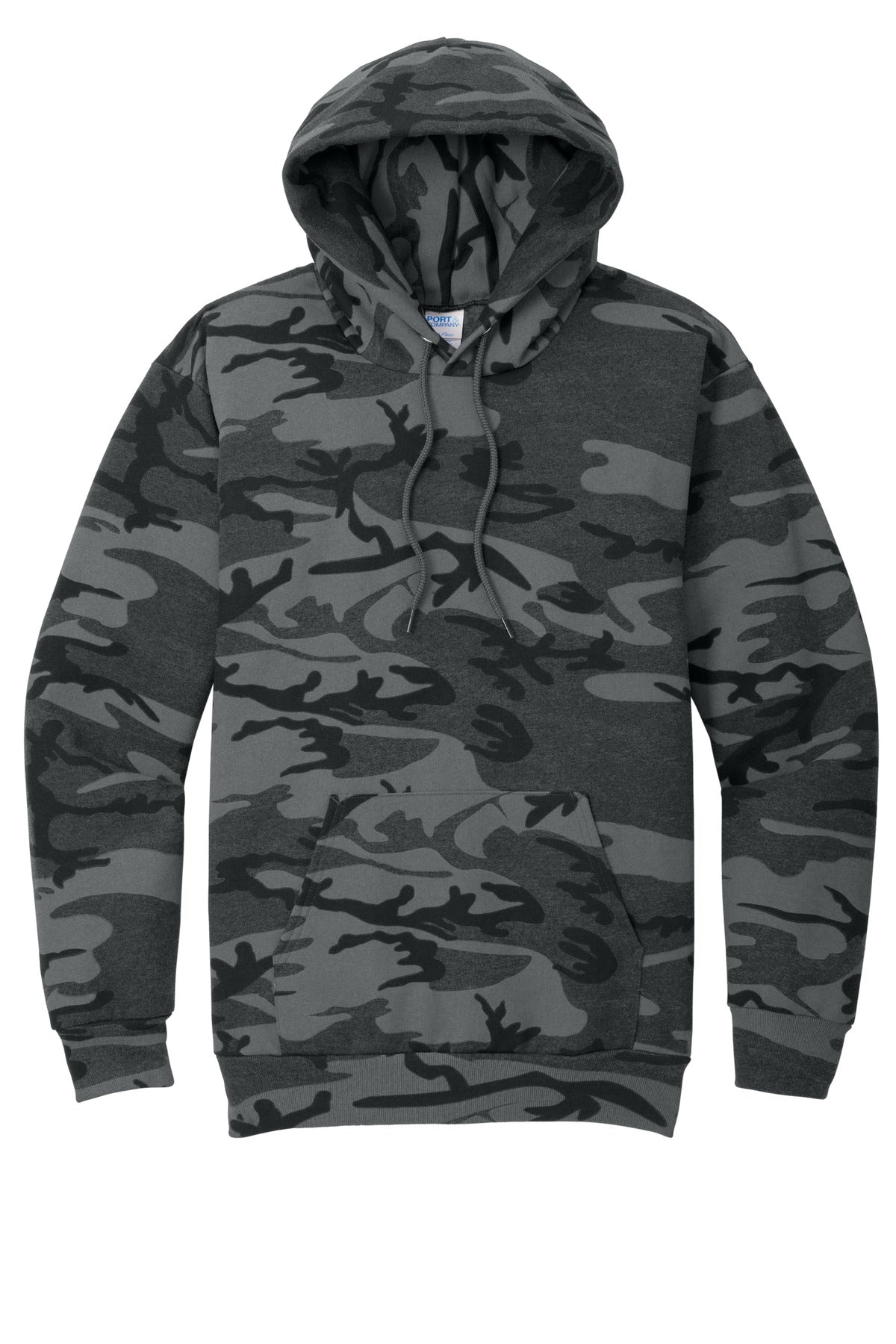 Port & Co Core Fleece Camo Pullover Hooded Sweatshirt - Black Heather Camo