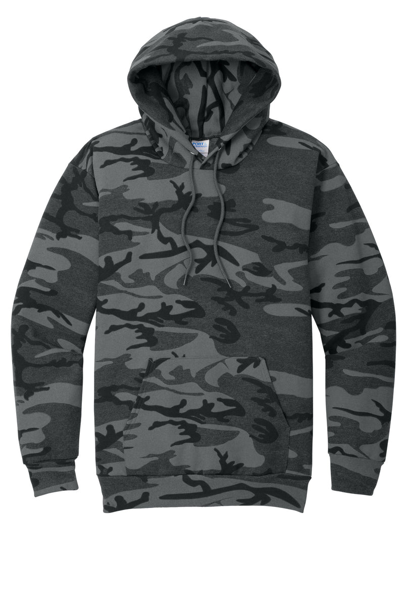 Port & Co Core Fleece Camo Pullover Hooded Sweatshirt - Black Heather Camo
