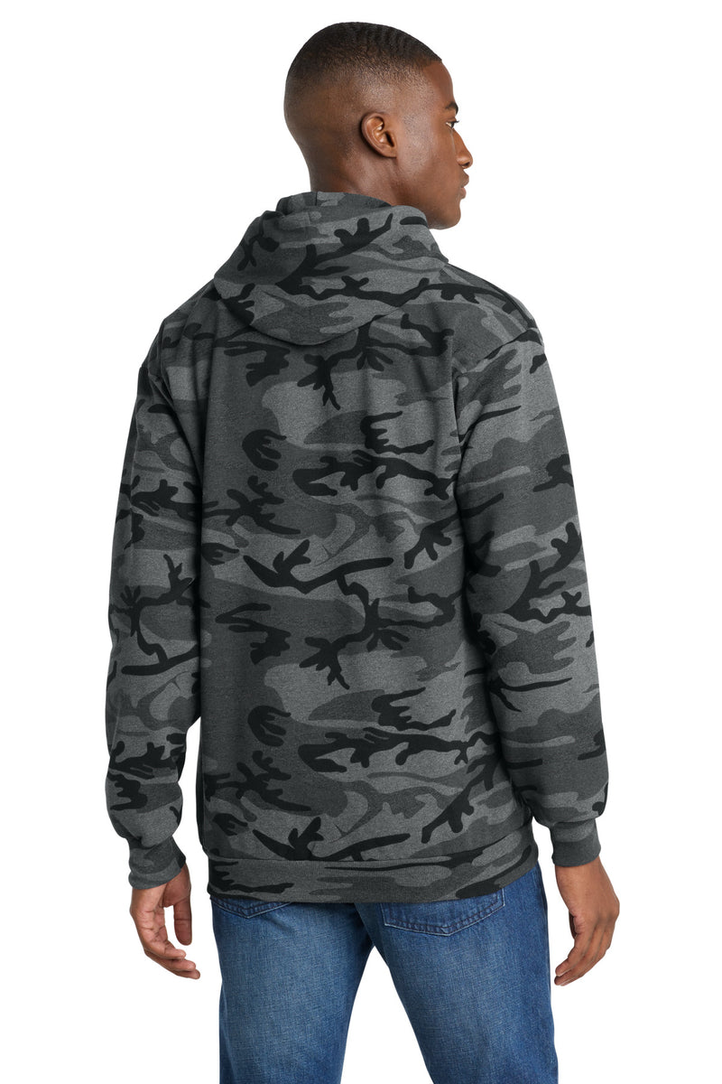 Port & Co Core Fleece Camo Pullover Hooded Sweatshirt - Black Heather Camo