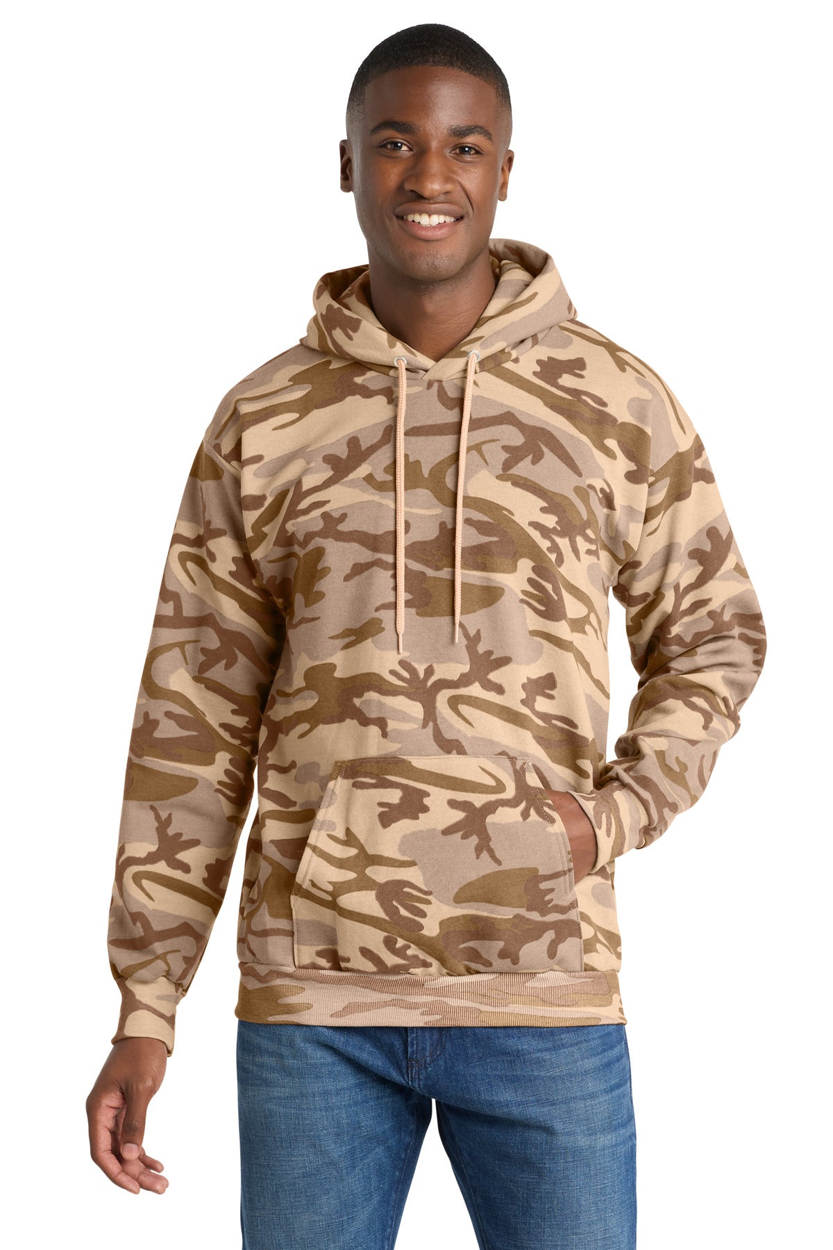 Port & Co Core Fleece Camo Pullover Hooded Sweatshirt - Desert Camo