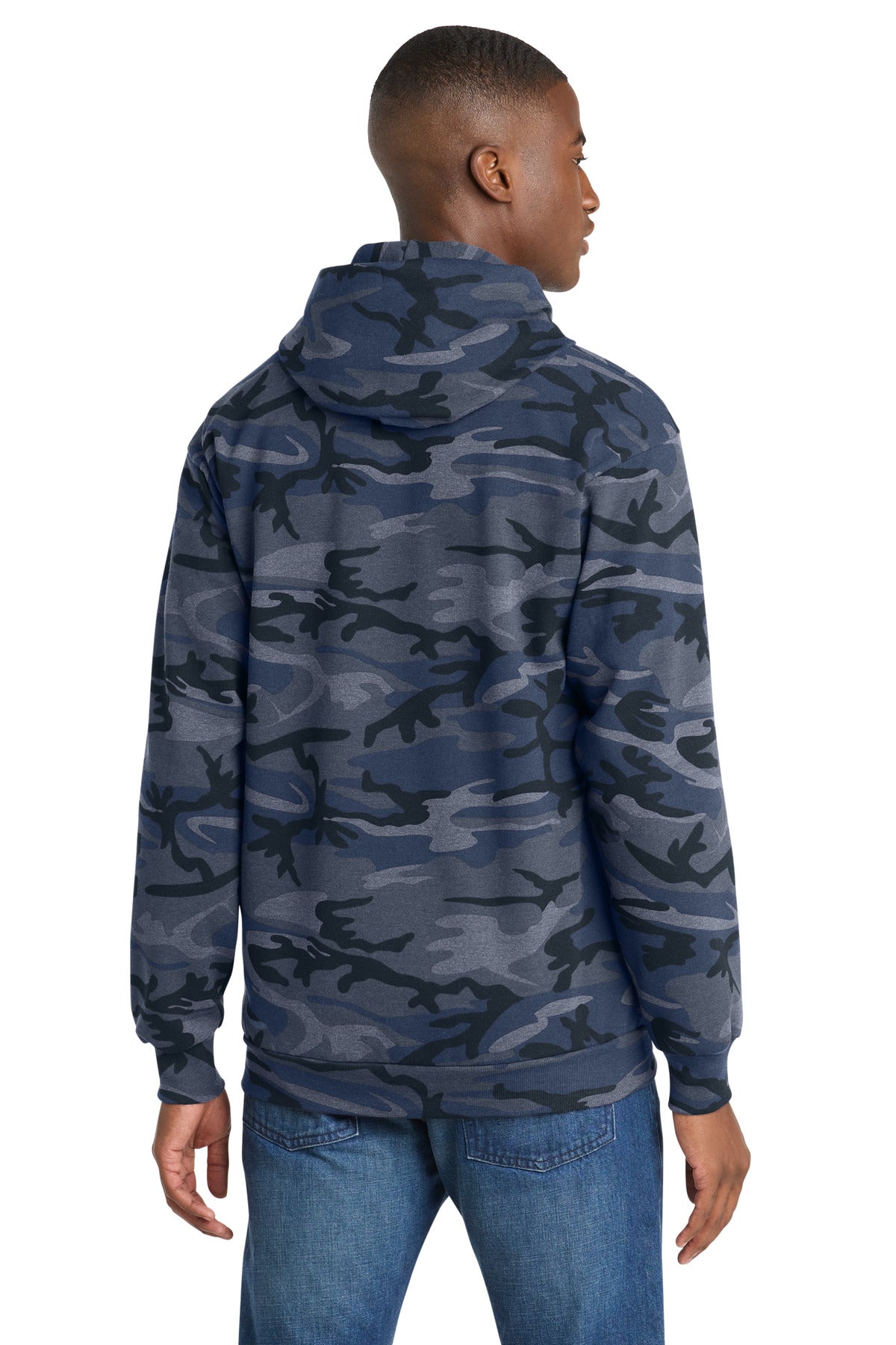 Port & Co Core Fleece Camo Pullover Hooded Sweatshirt - Heather Navy Camo