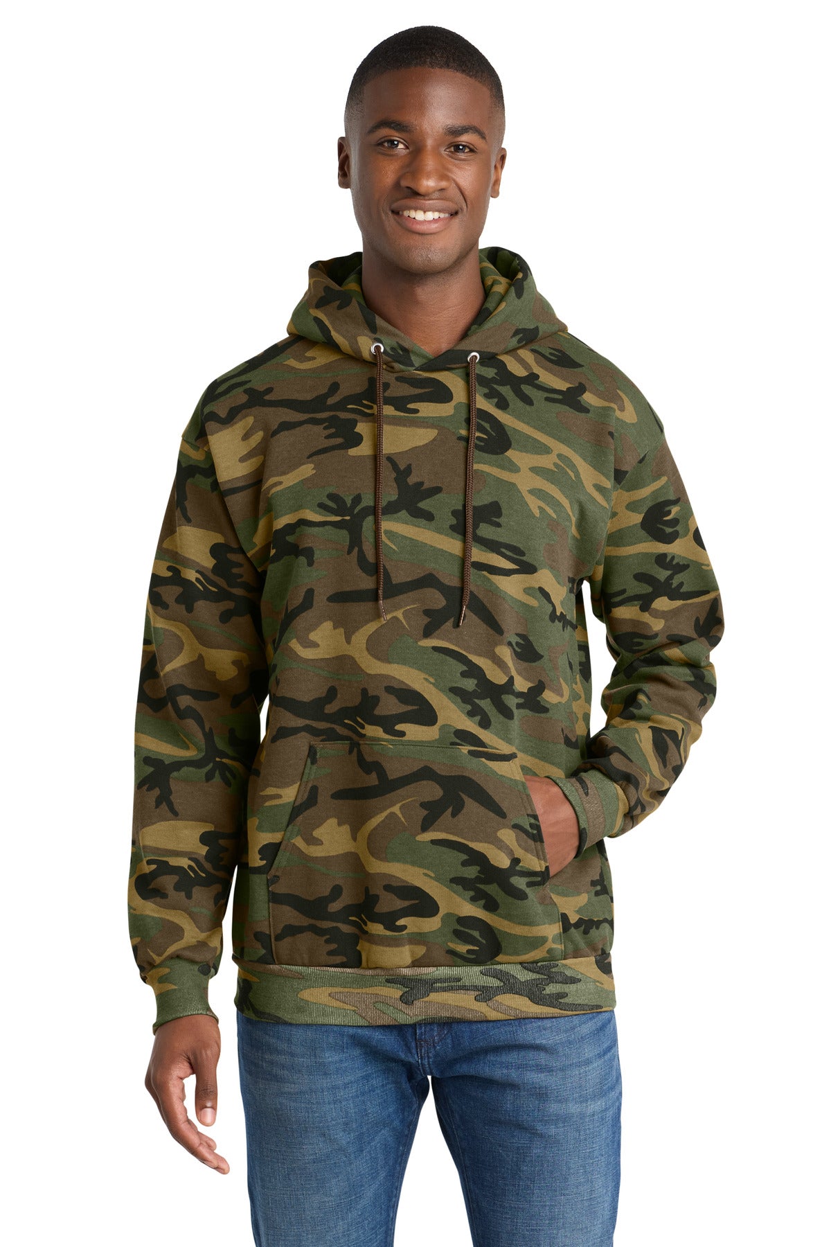 Port & Co Core Fleece Camo Pullover Hooded Sweatshirt - Military Camo