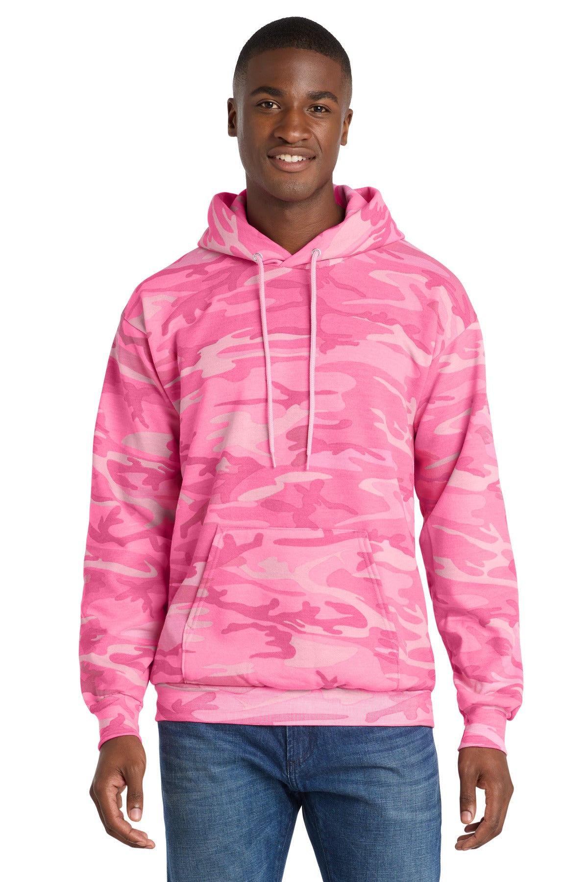 Port & Co Core Fleece Camo Pullover Hooded Sweatshirt - Pink Camo