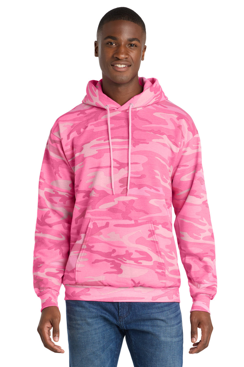 Port & Co Core Fleece Camo Pullover Hooded Sweatshirt - Pink Camo