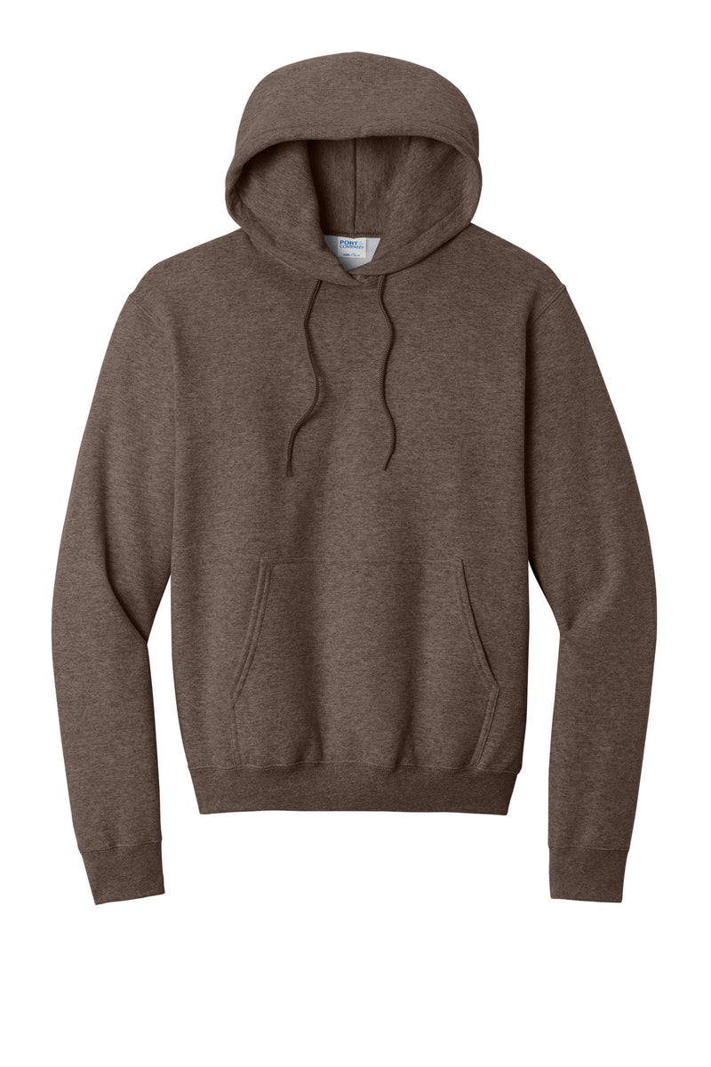 Port & Co Core Fleece Pullover Hooded Sweatshirt - Heather Dark Chocolate Brown