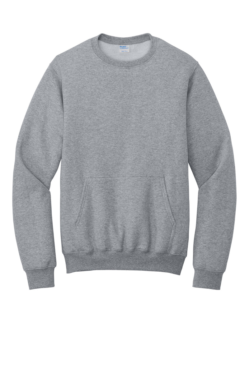 Port & Co Core Fleece Crewneck Pocket Sweatshirt - Athletic Heather
